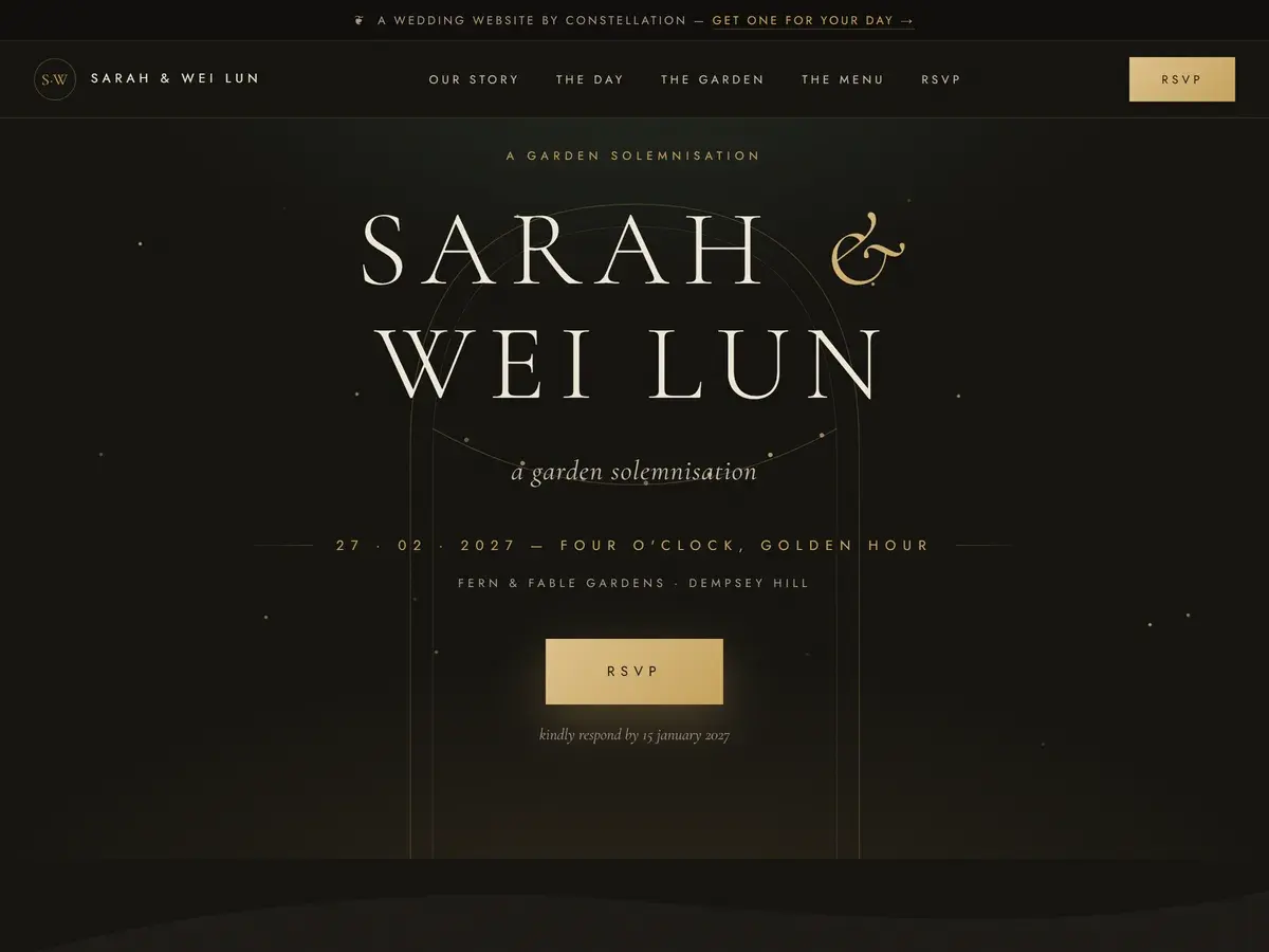 Screenshot of the Sarah & Wei Lun wedding website